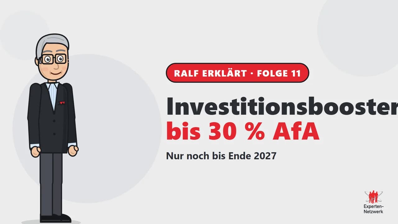 Vorschaubild zum Video Investitionsbooster: 30 % Abschreibung bis Ende 2027 nutzen